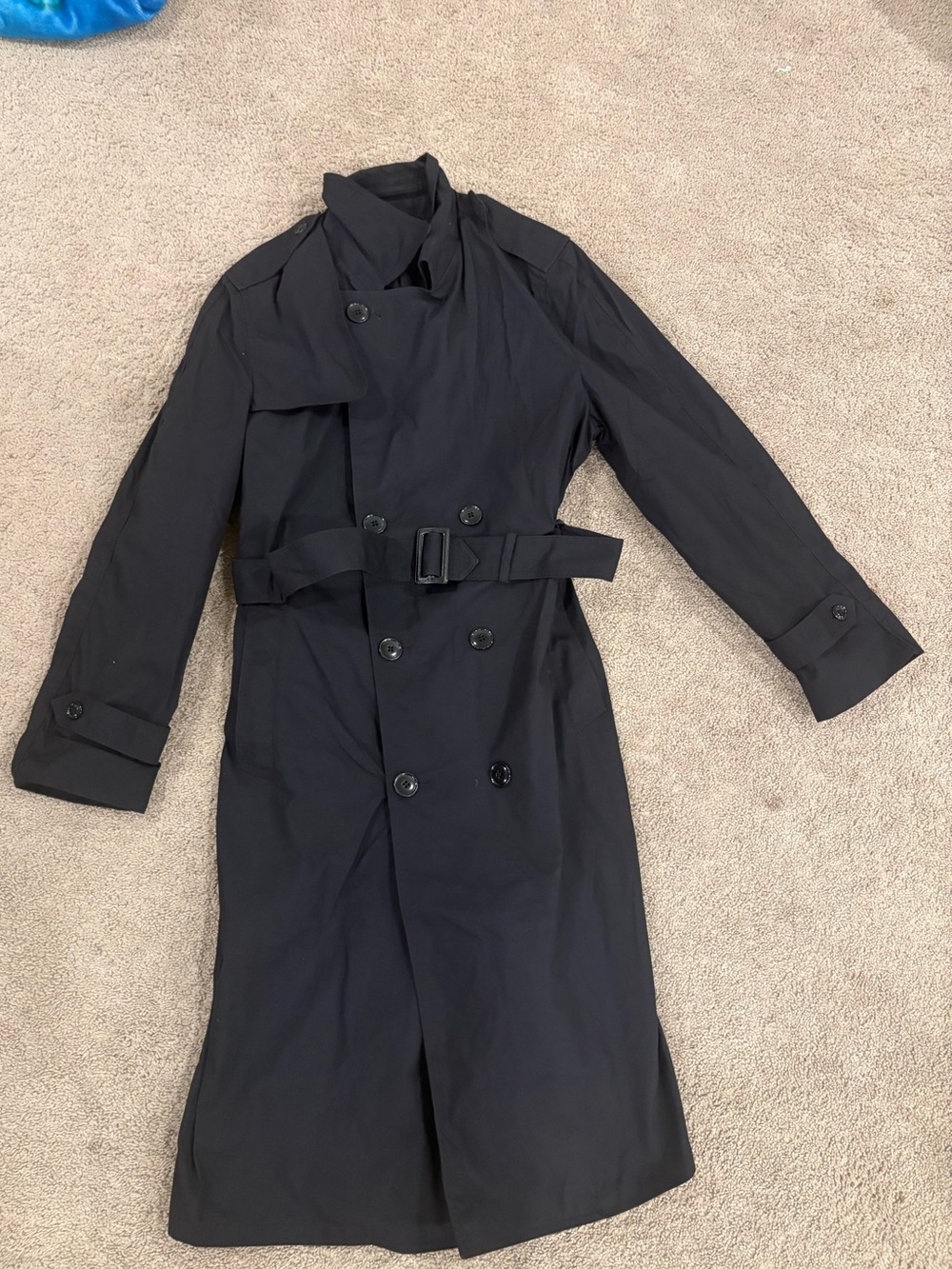 Garrison Collection Military All-Weather Lined Trench Long Coat Black 40L